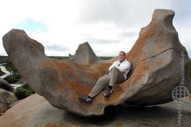 Bild: Frank SEidel bei den Remarkable Rocks, Kangaroo Island, Australien - Reiseblog von Frank Seidel
